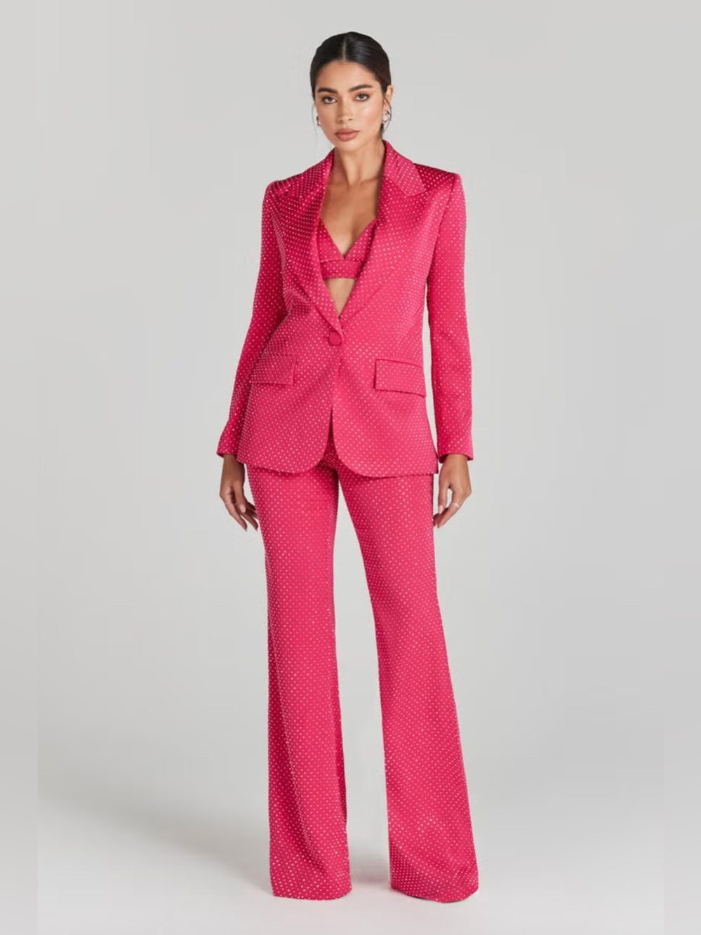 Nadine Merabi Hot Pink Kira Blazer & Pants Size S/M